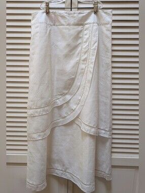 NWT White Linen Midi Skirt. Teens-early 1920s Style. Gatsby Picnic. Size L/12-14